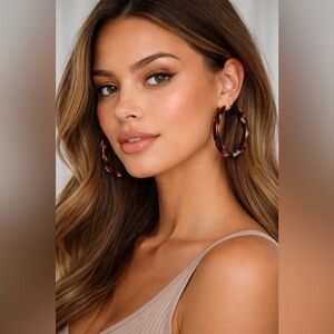 Large HOOPS Earrings Classic Tortoiseshell Resin Summer Jewellery Circle Dangle